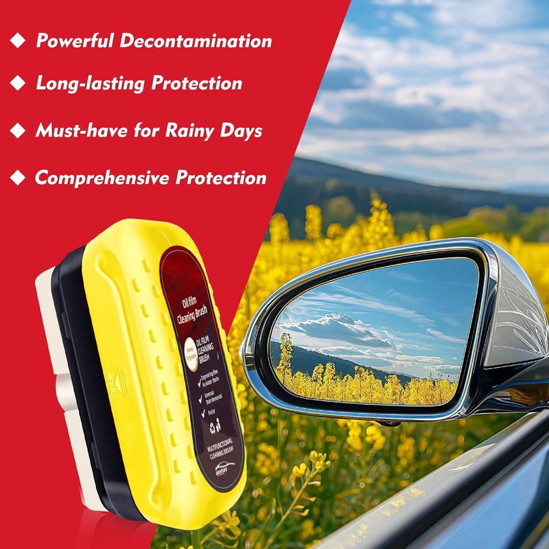 Eiruseed Automotive Oil Film Cleaning Brush with Reusable Foam Sprayer, Upgraded Antifog Glass Cleaning Board, Glass Oil Film Remover for Car Windows & Windshields, Versatile Car Glass Cleaner Brush (Yellow) - Image 4